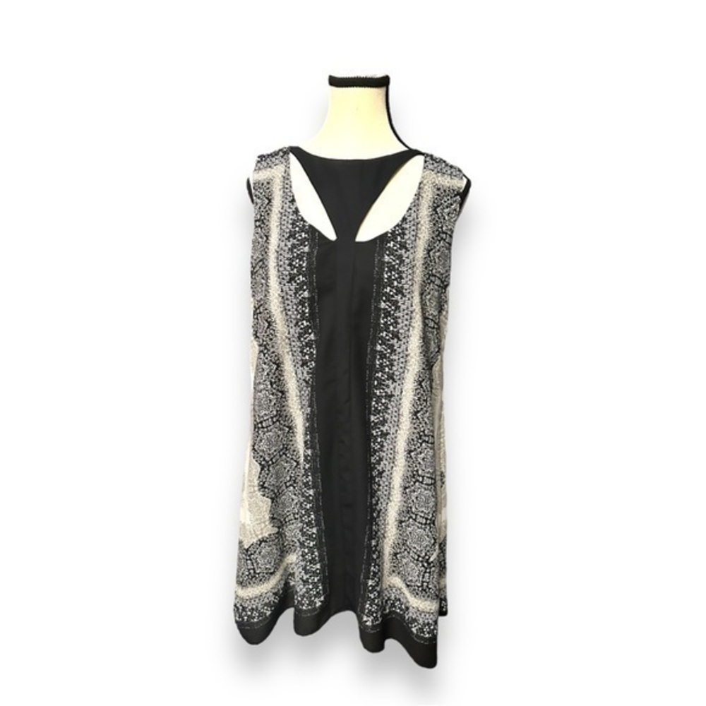Vintage Women’s M 6 8 Philosophy Black Beige Boho Shift Dress Medium